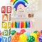 Rainbow Party Decorations - 5 PC Letter Boxes for Party - 52 PC Letters (2-Sets of A-Z) for Custom NAME, 5 PC Fun Cutouts - Colorful Birthday Decorations Rainbow Birthday Decorations Block Letters